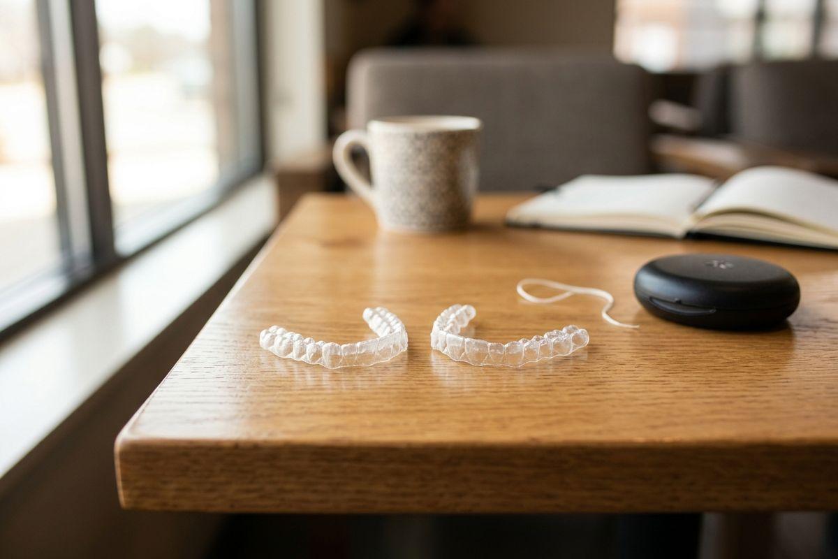 Two suresmile trays resting on a table while someone eats